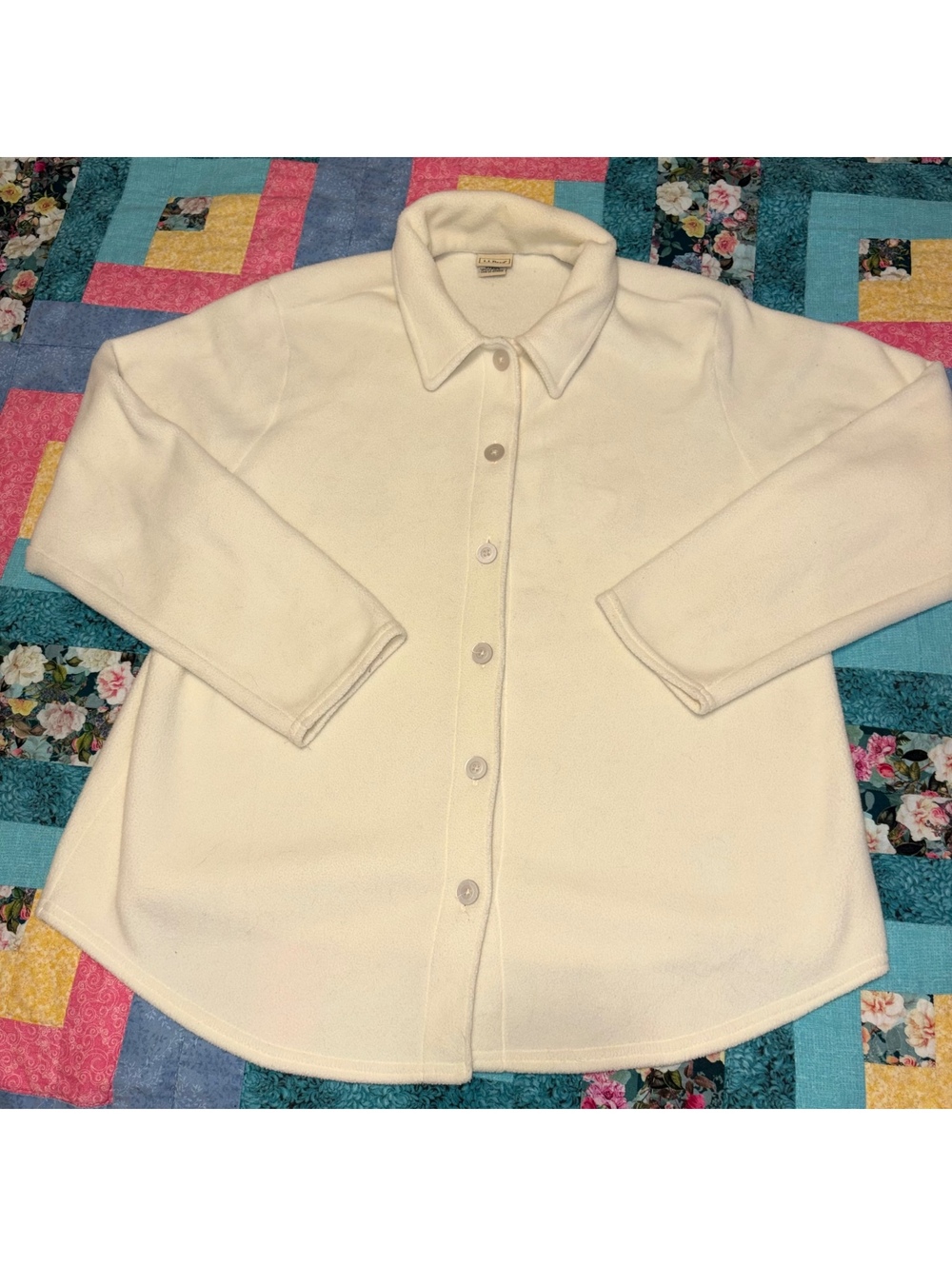 L.L. Bean $80 Woman’s L Regular Cream Fleece Button-Up Jacket Ultra Cozy